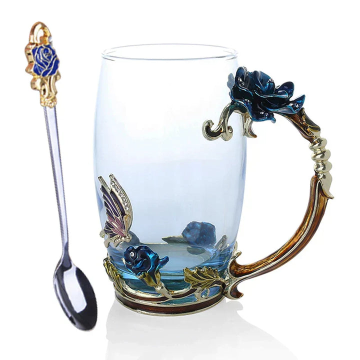 Handcrafted Enamel Coffee Mugs with Steel Spoon - Unique Gift Ideas-Orizon Depot