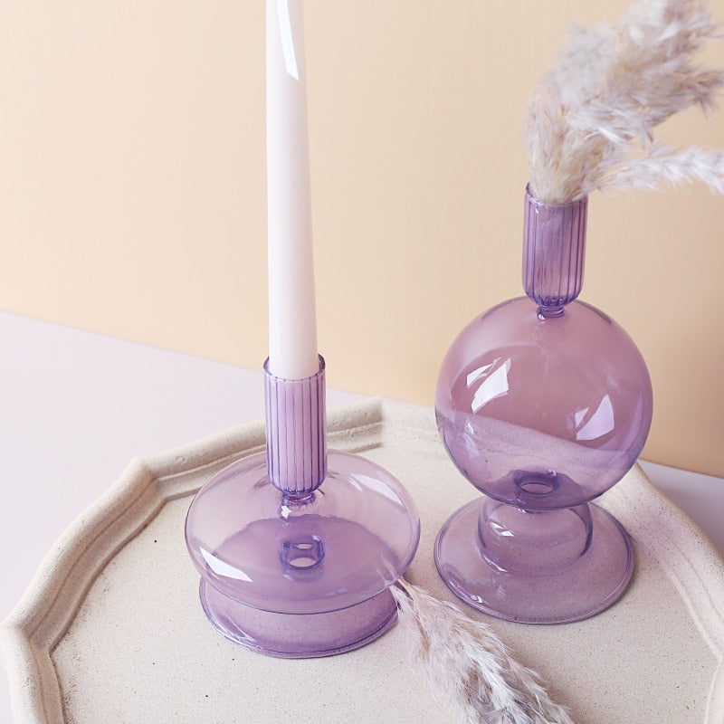 Lilac Glass Candle Holder for Elegant Home Decor-Orizon Depot