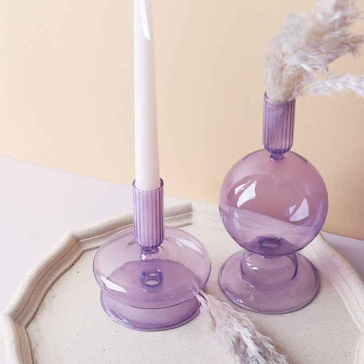 Lilac Glass Candle Holder for Elegant Home Decor-Orizon Depot
