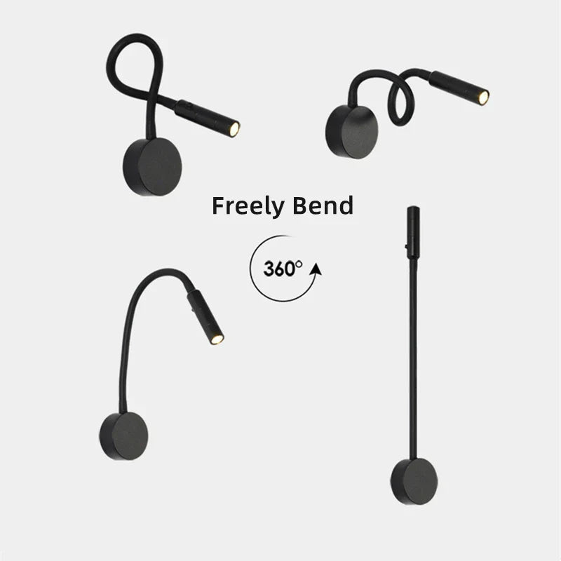Modern Flexible LED Reading Wall Lamp with Switch for Bedroom/Study-Orizon Depot