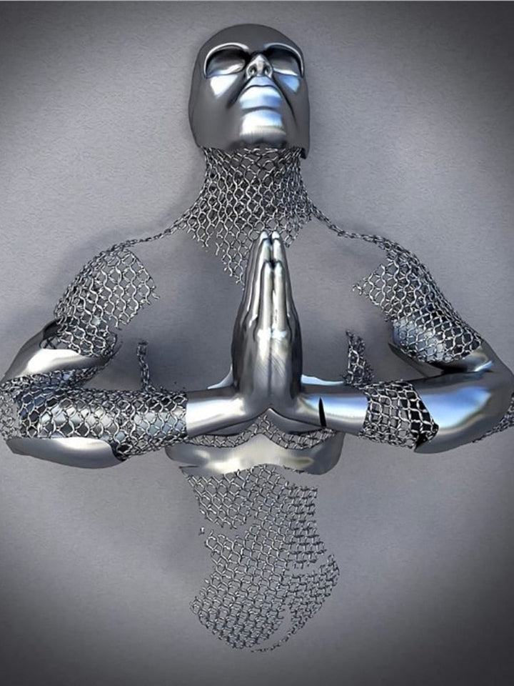 Abstract Metal Figure Statues Couples Wall Art Love Sculpture Print-Orizon Depot