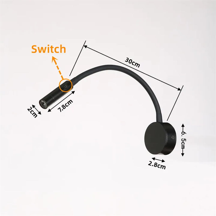 Modern Flexible LED Reading Wall Lamp with Switch for Bedroom/Study-Orizon Depot