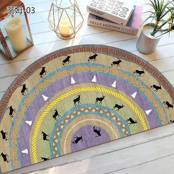 Bohemian Non-Slip Semicircular Doormat for Home Entryway-Orizon Depot
