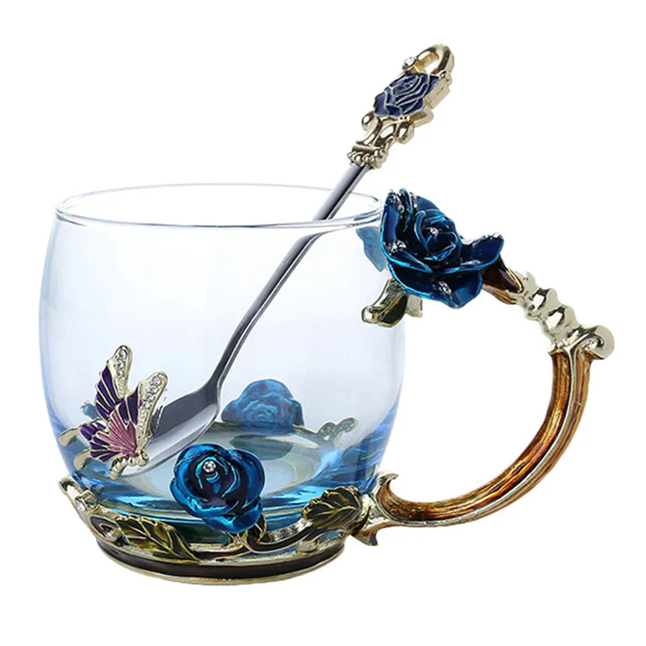 Handcrafted Enamel Coffee Mugs with Steel Spoon - Unique Gift Ideas-Orizon Depot