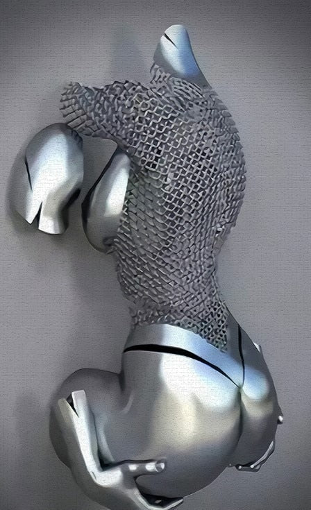Abstract Metal Figure Statues Couples Wall Art Love Sculpture Print-Orizon Depot