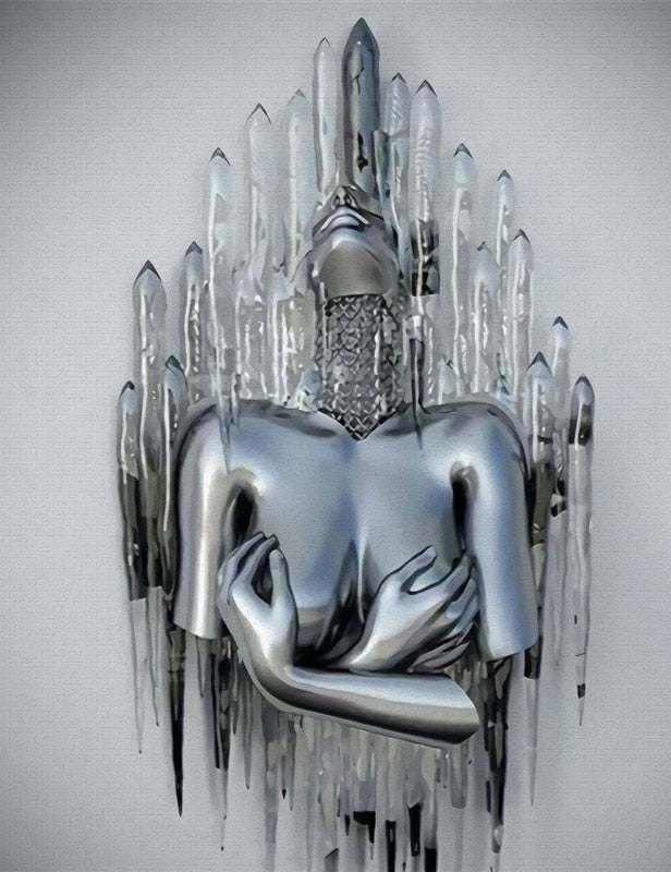 Abstract Metal Figure Statues Couples Wall Art Love Sculpture Print-Orizon Depot
