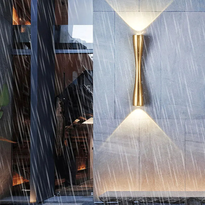 Contemporary Gold Wall Light | Nordic Waterproof Up & Down Fixture