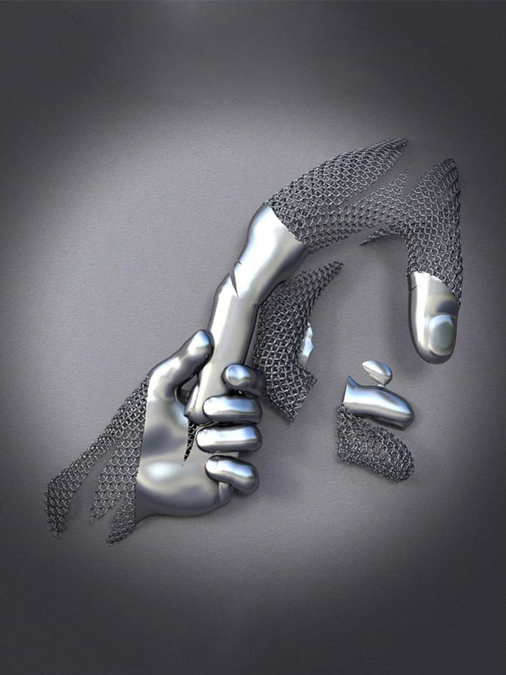 Abstract Metal Figure Statues Couples Wall Art Love Sculpture Print-Orizon Depot