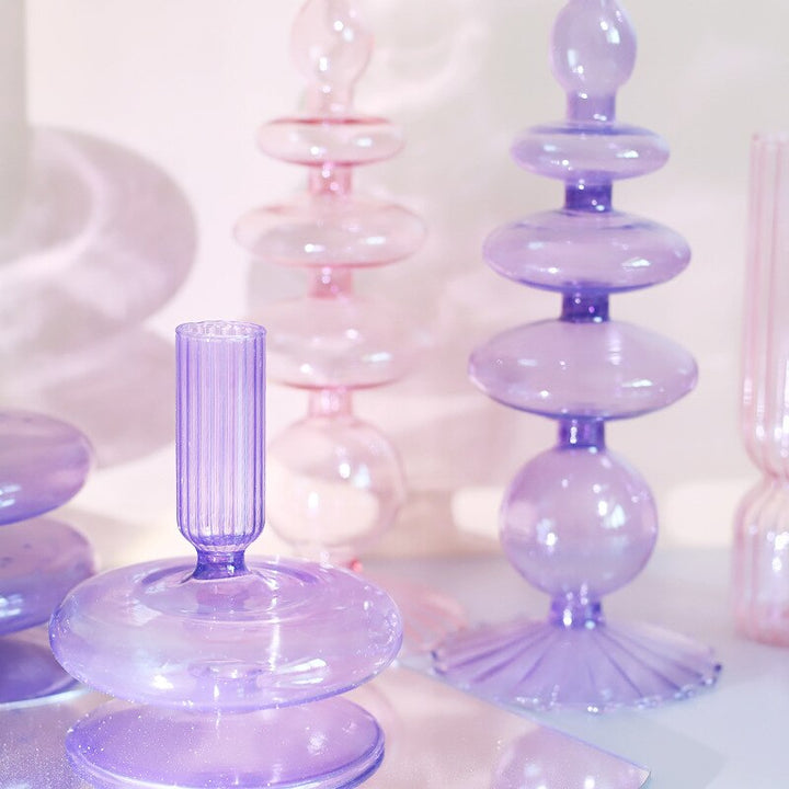 Lilac Glass Candle Holder - Elegant Home Décor Accent-Orizon Depot