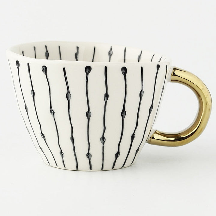 Geometric Pattern Cup with Gold Handle - Stylish Drinkware-Orizon Depot