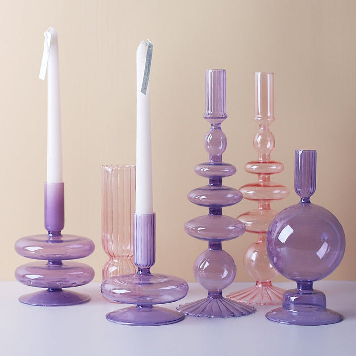 Lilac Glass Candle Holder for Elegant Home Decor-Orizon Depot