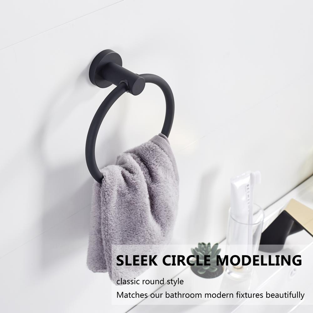 Chrome Towel Ring in 304 Stainless Steel - Round Black Bathroom Accessory-Orizon Depot