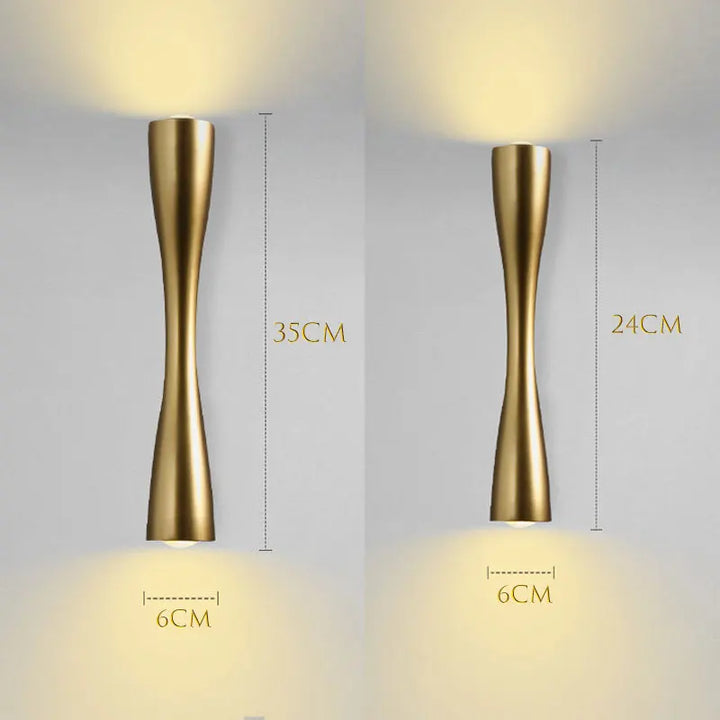 Contemporary Gold Wall Light | Nordic Waterproof Up & Down Fixture