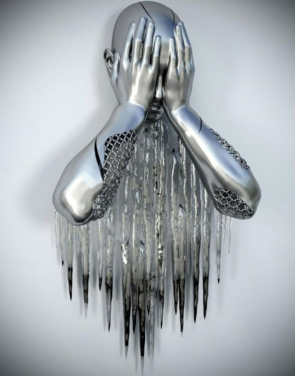 Abstract Metal Figure Statues Couples Wall Art Love Sculpture Print-Orizon Depot