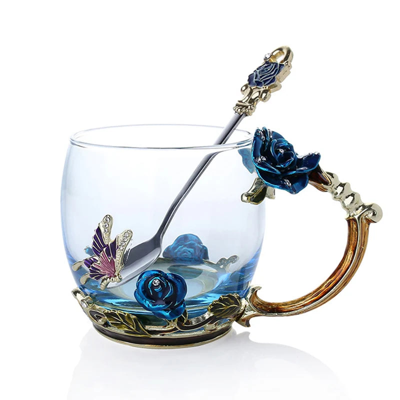Handcrafted Enamel Coffee Mugs with Steel Spoon - Unique Gift Ideas-Orizon Depot