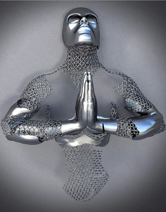 Abstract Metal Figure Statues Couples Wall Art Love Sculpture Print-Orizon Depot
