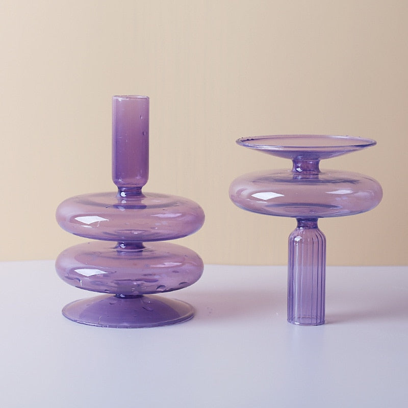 Lilac Glass Candle Holder for Elegant Home Decor-Orizon Depot