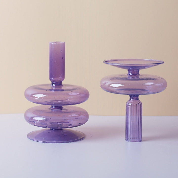 Lilac Glass Candle Holder for Elegant Home Decor-Orizon Depot