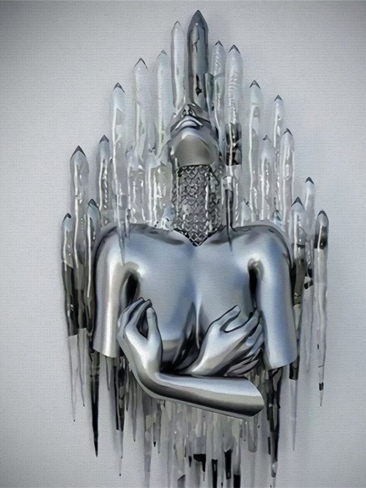Abstract Metal Figure Statues Couples Wall Art Love Sculpture Print-Orizon Depot