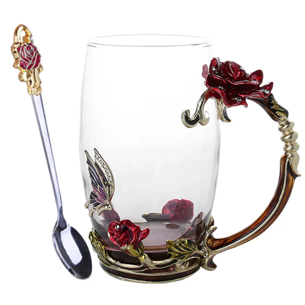 Handcrafted Enamel Coffee Mugs with Steel Spoon - Unique Gift Ideas-Orizon Depot