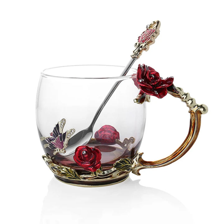 Handcrafted Enamel Coffee Mugs with Steel Spoon - Unique Gift Ideas-Orizon Depot