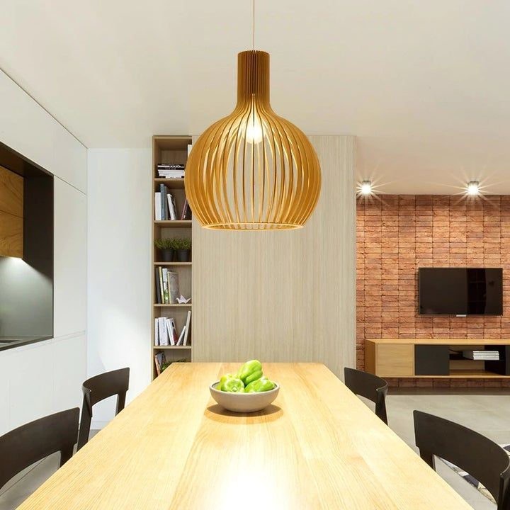 Natural Scandinavian Design Handcrafted Wooden Pendant Light