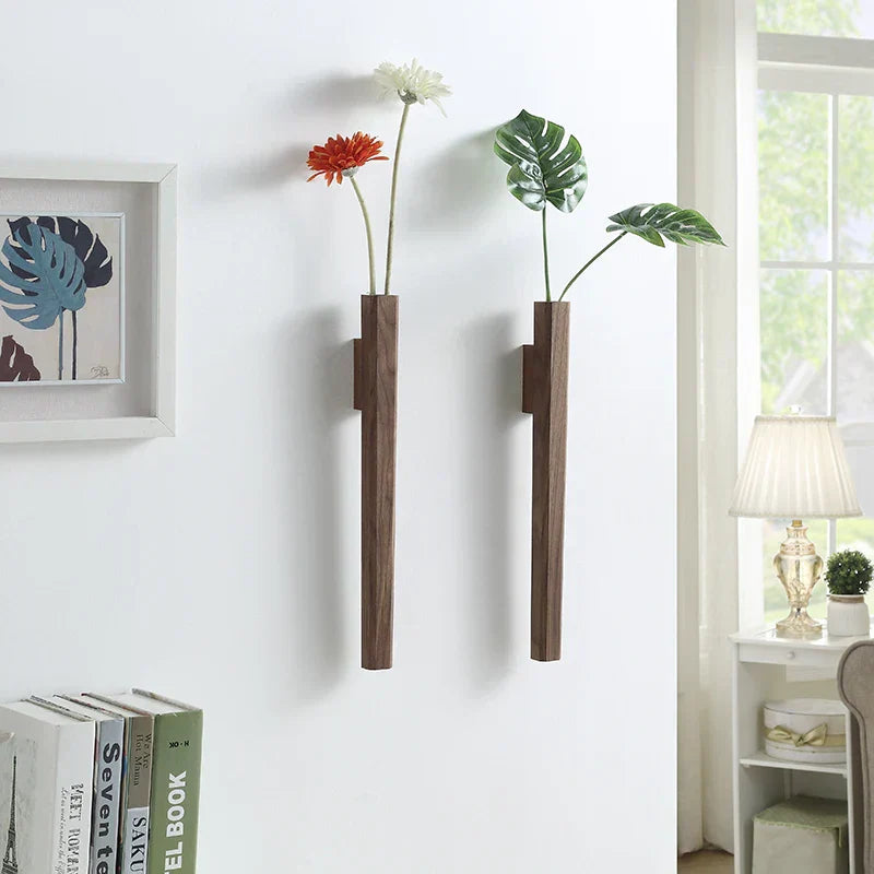 Handcrafted Solid Wood Wall Vase - Unique Home Decor Accent-Orizon Depot