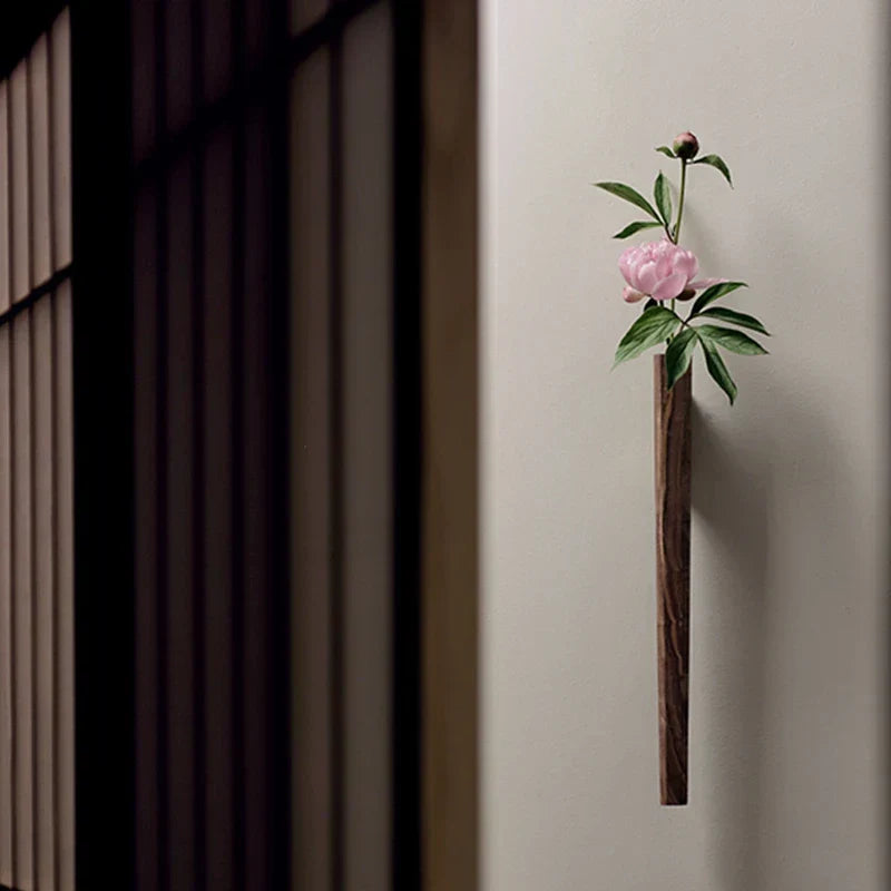 Handcrafted Solid Wood Wall Vase - Unique Home Decor Accent-Orizon Depot