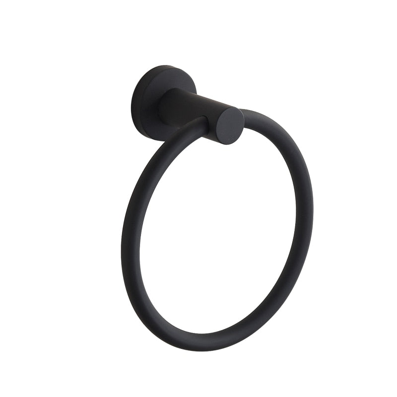 Chrome Towel Ring in 304 Stainless Steel - Round Black Bathroom Accessory-Orizon Depot