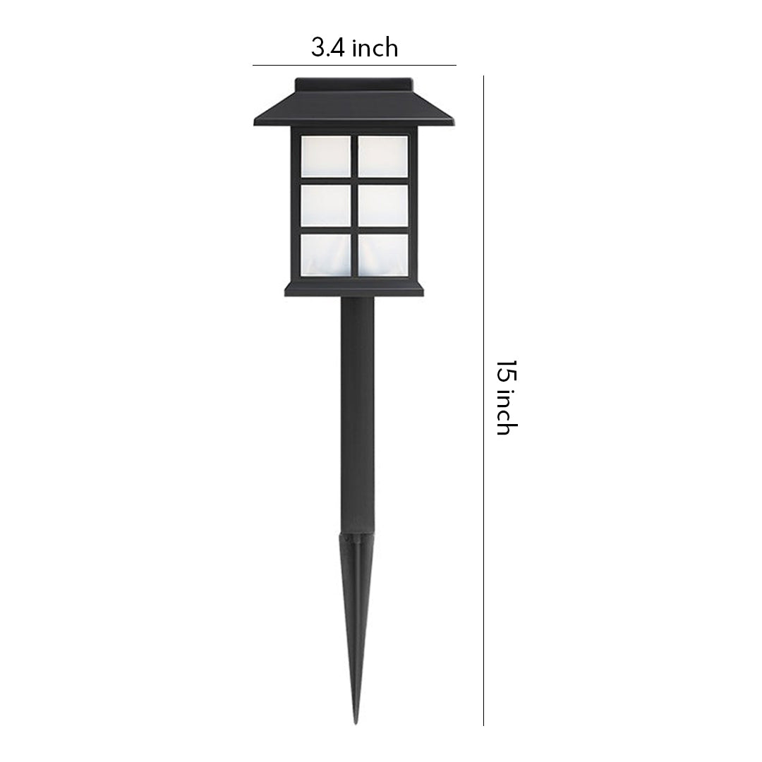 Square Pavilion Solar Outdoor Lights - Black LED Garden Stake Lighting