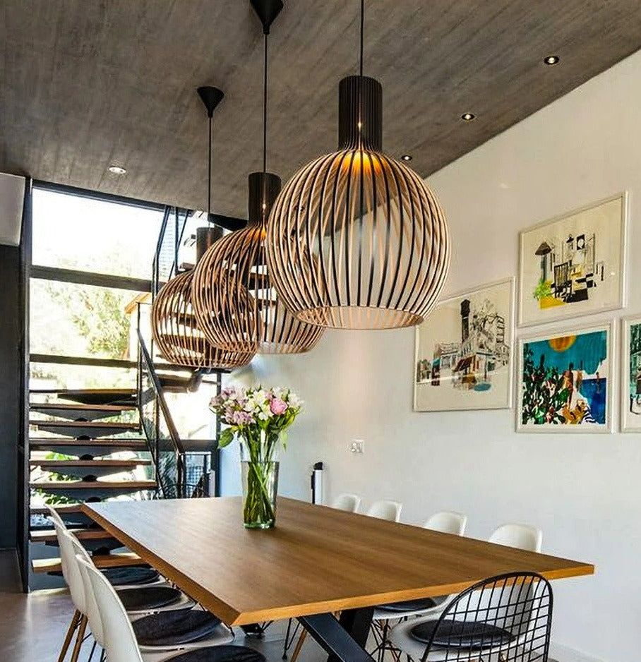 Natural Scandinavian Design Handcrafted Wooden Pendant Light