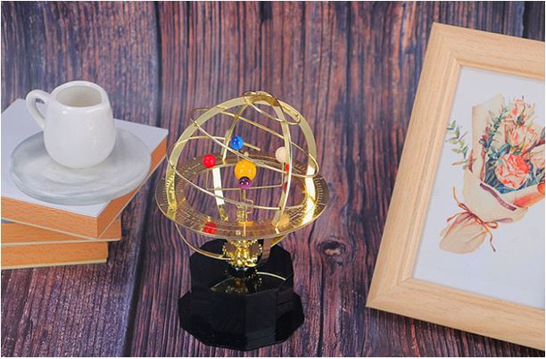 Handcrafted Mechanical Brass Solar System Replica Model (5 Planets)-Orizon Depot