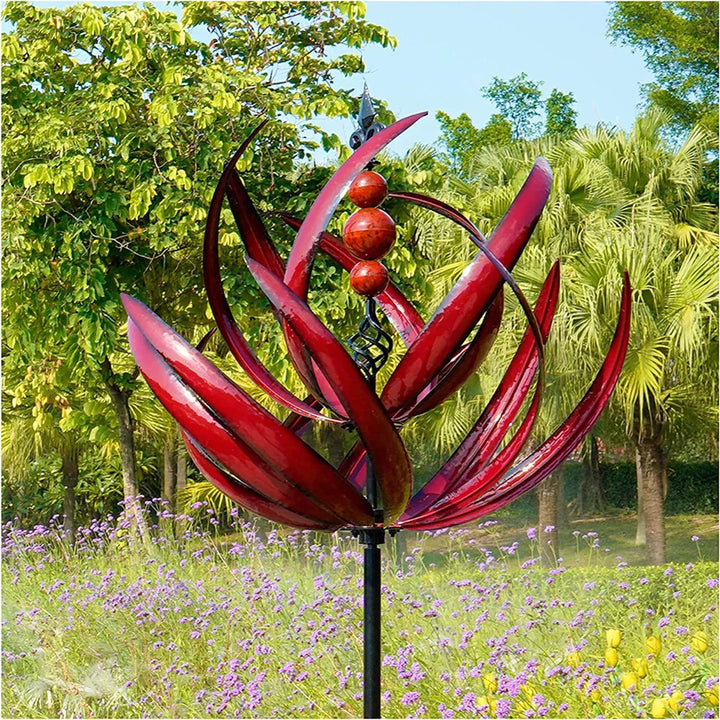 Metal Windmill Sculpture - Decorative Outdoor Art Piece-Orizon Depot