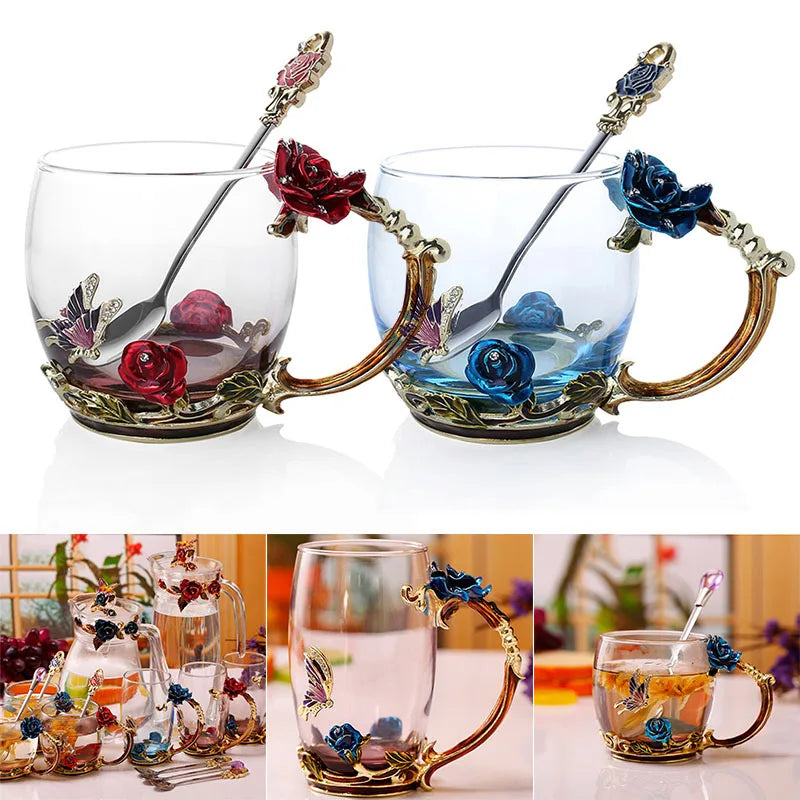 Handcrafted Enamel Coffee Mugs with Steel Spoon - Unique Gift Ideas-Orizon Depot