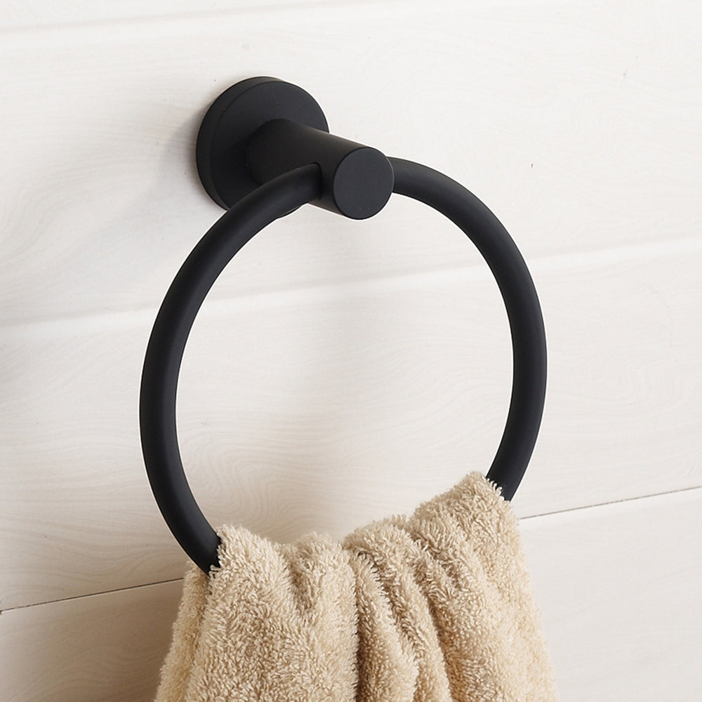 Chrome Towel Ring in 304 Stainless Steel - Round Black Bathroom Accessory-Orizon Depot