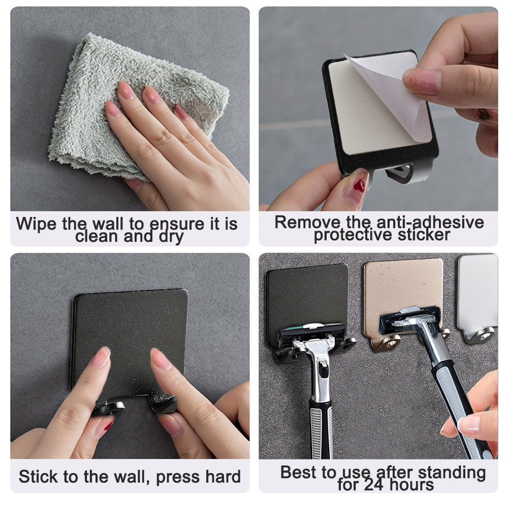 Punch-Free Razor Holder Storage Hook - Wall Mounted Men's Razor Shelf-Orizon Depot