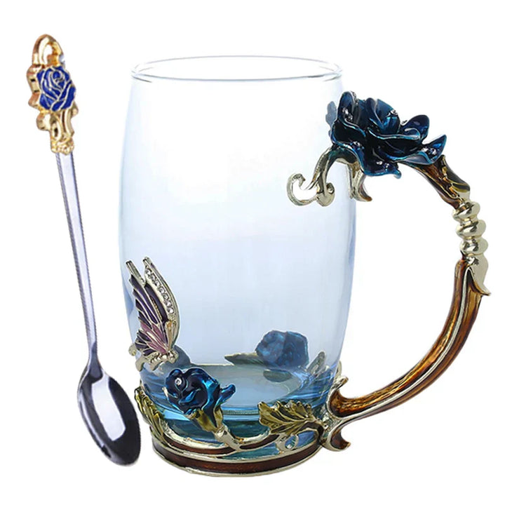 Handcrafted Enamel Coffee Mugs with Steel Spoon - Unique Gift Ideas-Orizon Depot