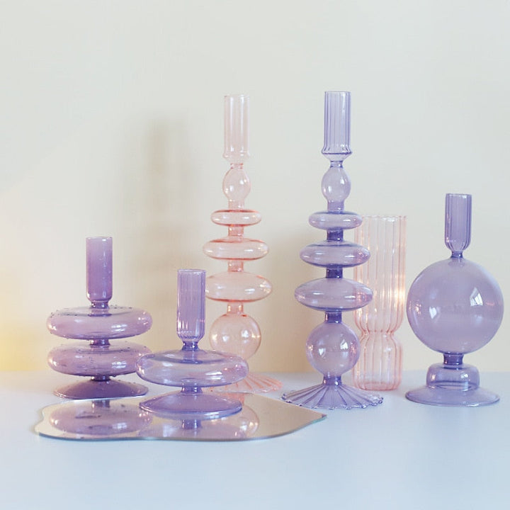 Lilac Glass Candle Holder - Elegant Home Décor Accent-Orizon Depot