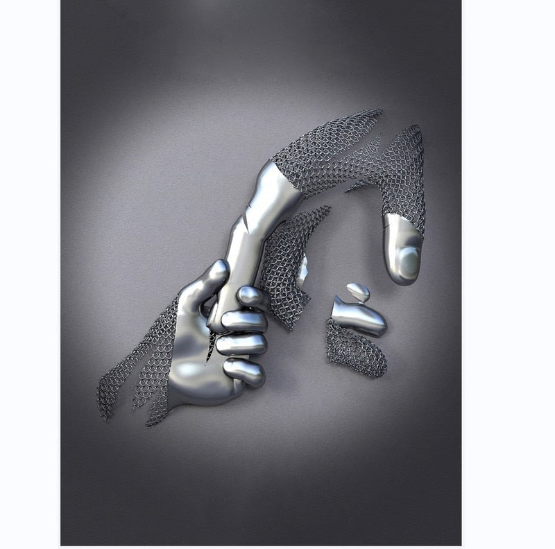 Abstract Metal Figure Statues Couples Wall Art Love Sculpture Print-Orizon Depot