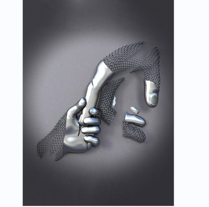 Abstract Metal Figure Statues Couples Wall Art Love Sculpture Print-Orizon Depot