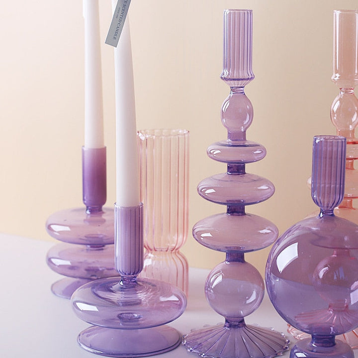 Lilac Glass Candle Holder for Elegant Home Decor-Orizon Depot
