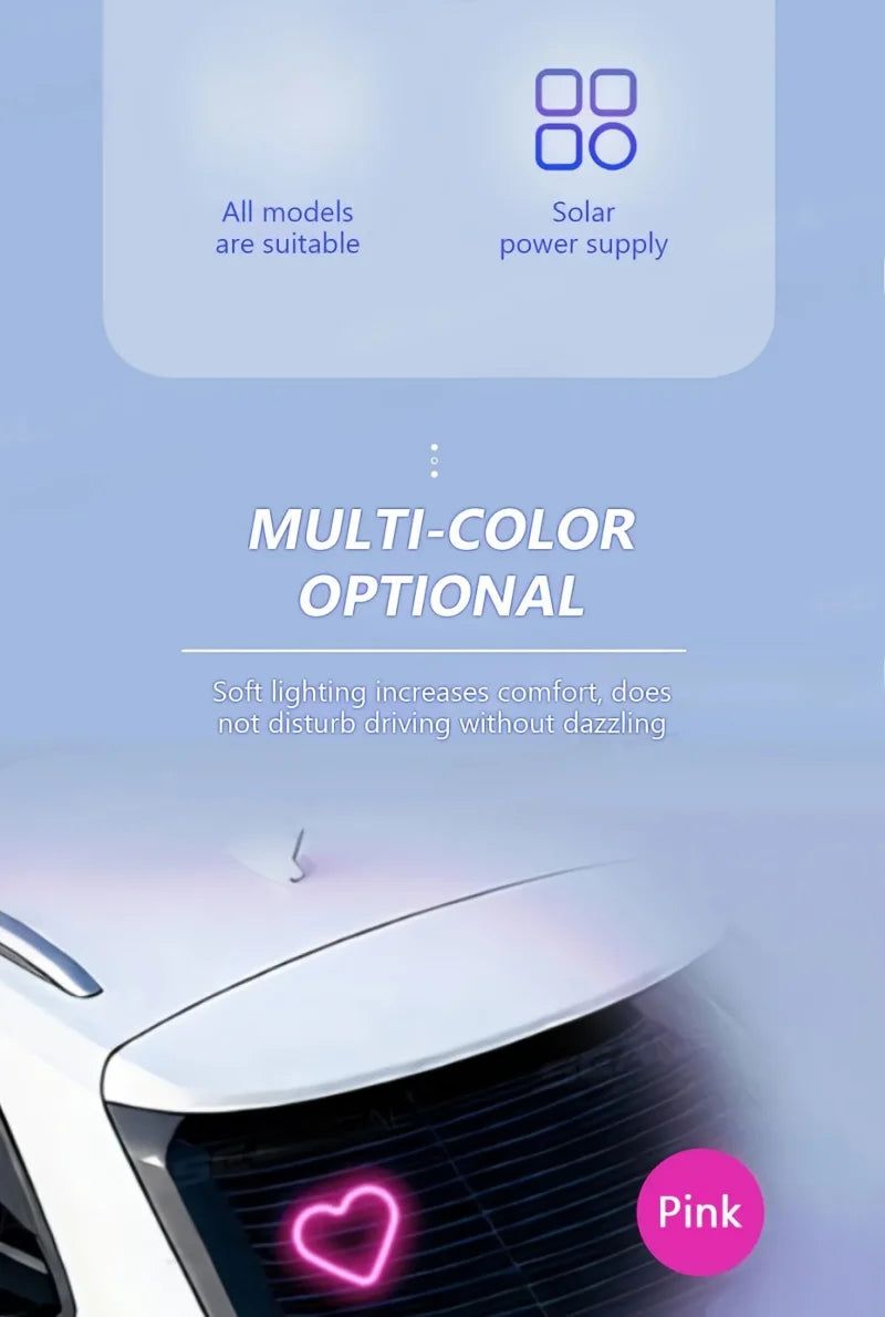 Heart Shaped Neon LED Car Interior Light - Solar Powered-Orizon Depot
