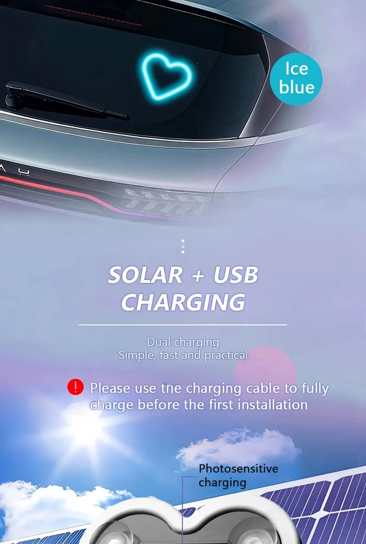 Heart Shaped Neon LED Car Interior Light - Solar Powered-Orizon Depot