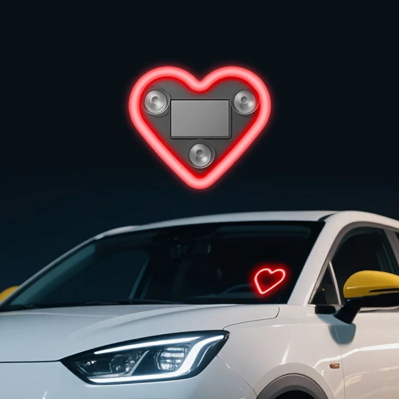 Heart Shaped Neon LED Car Interior Light - Solar Powered-Orizon Depot