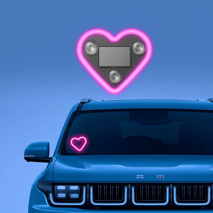 Heart Shaped Neon LED Car Interior Light - Solar Powered-Orizon Depot