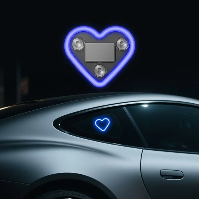 Heart Shaped Neon LED Car Interior Light - Solar Powered-Orizon Depot