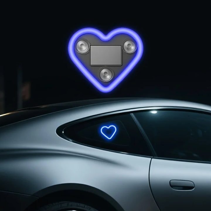 Heart Shaped Neon LED Car Interior Light - Solar Powered-Orizon Depot