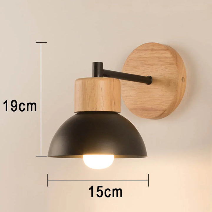 Modern Nordic Wood and Metal Wall Lamp for Bedside Lighting