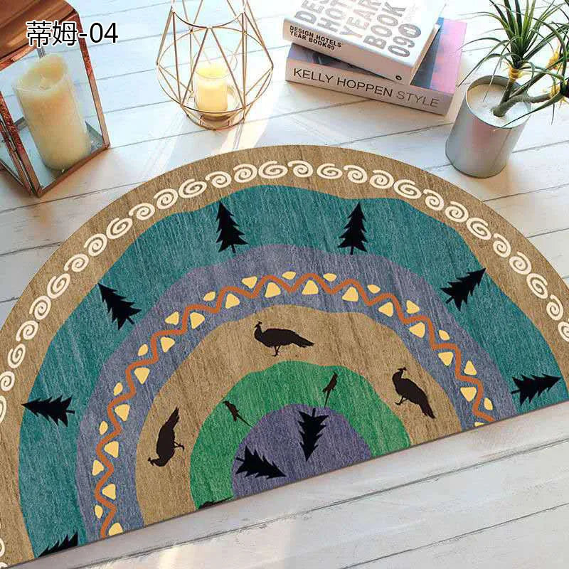 Bohemian Non-Slip Semicircular Doormat for Home Entryway-Orizon Depot