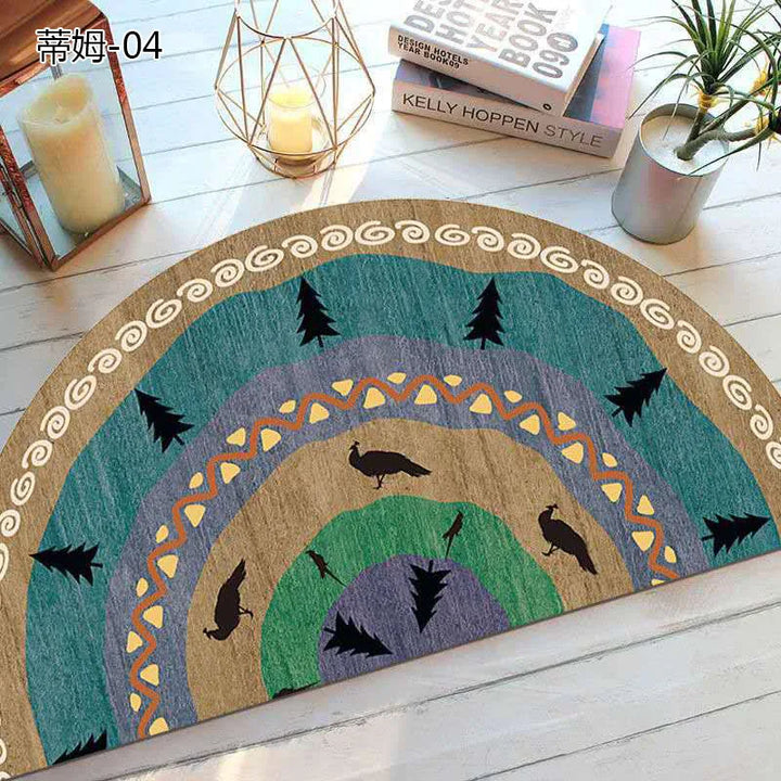 Bohemian Non-Slip Semicircular Doormat for Home Entryway-Orizon Depot